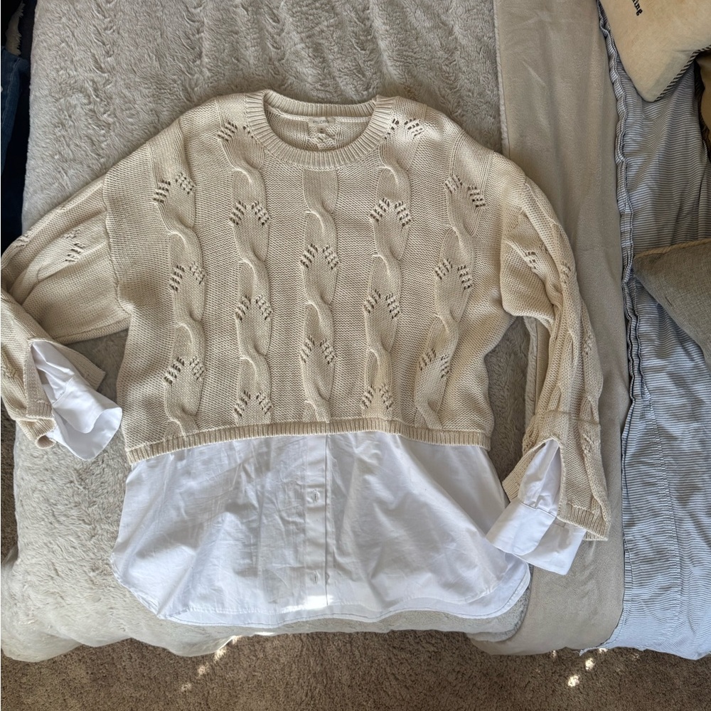 Anthropologie Cream Knit Sweater